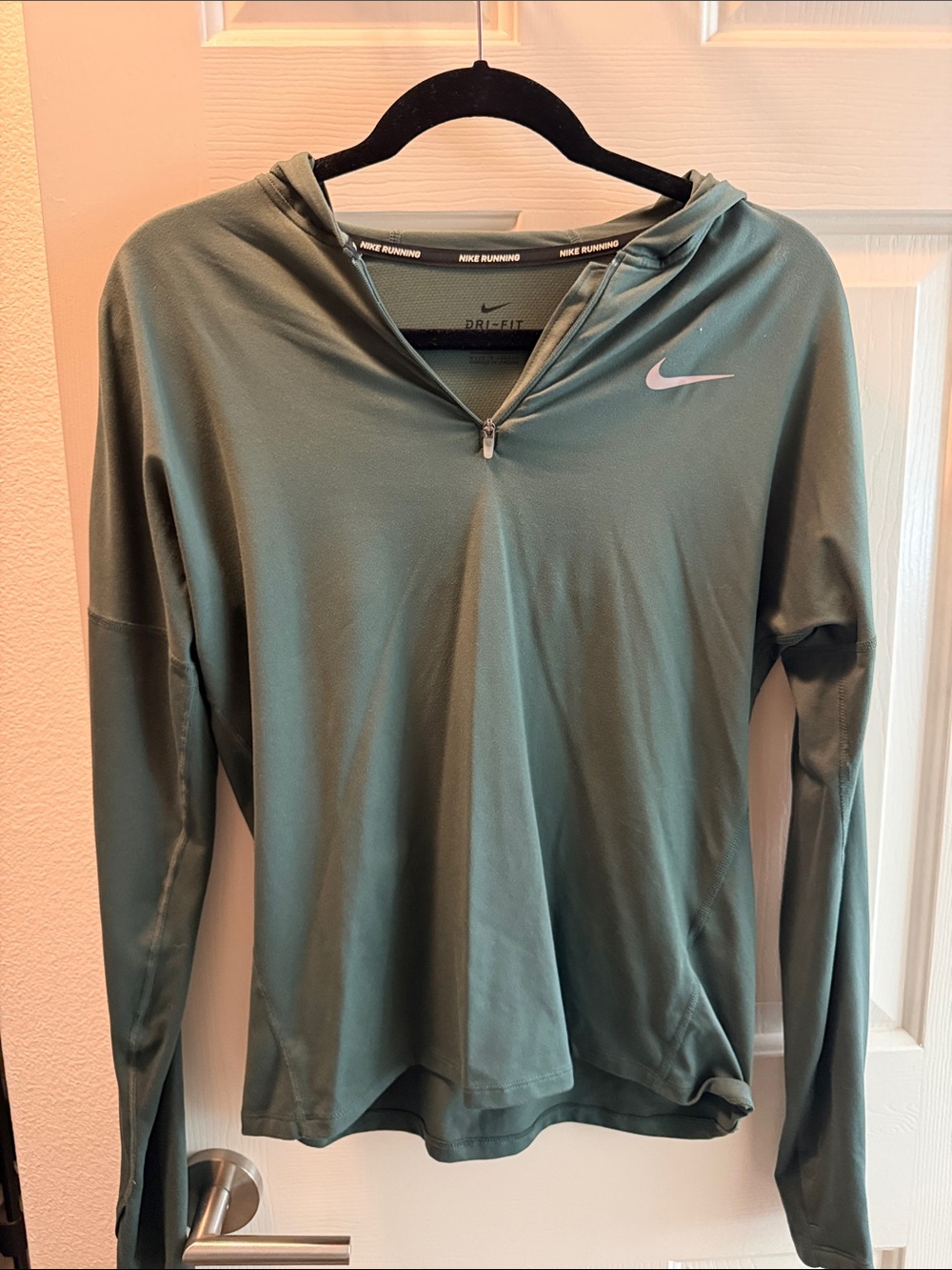 Nike Women's Dri-FIT Quarter-Zip Hooded Pullover - Olive Green